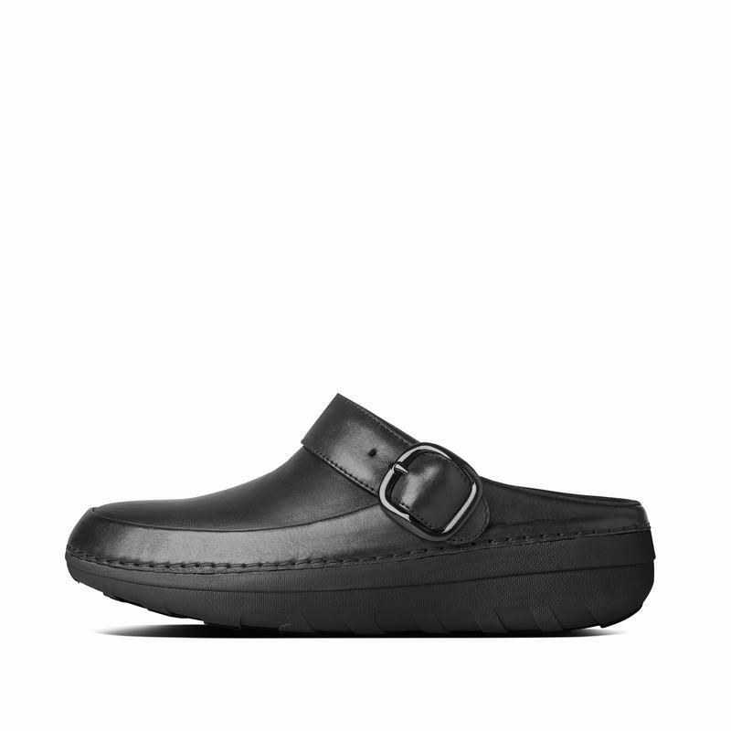 FitFlop Gogh Leder Schwarz - FitFlop Clogs Damen Sale [FZQA-58710]